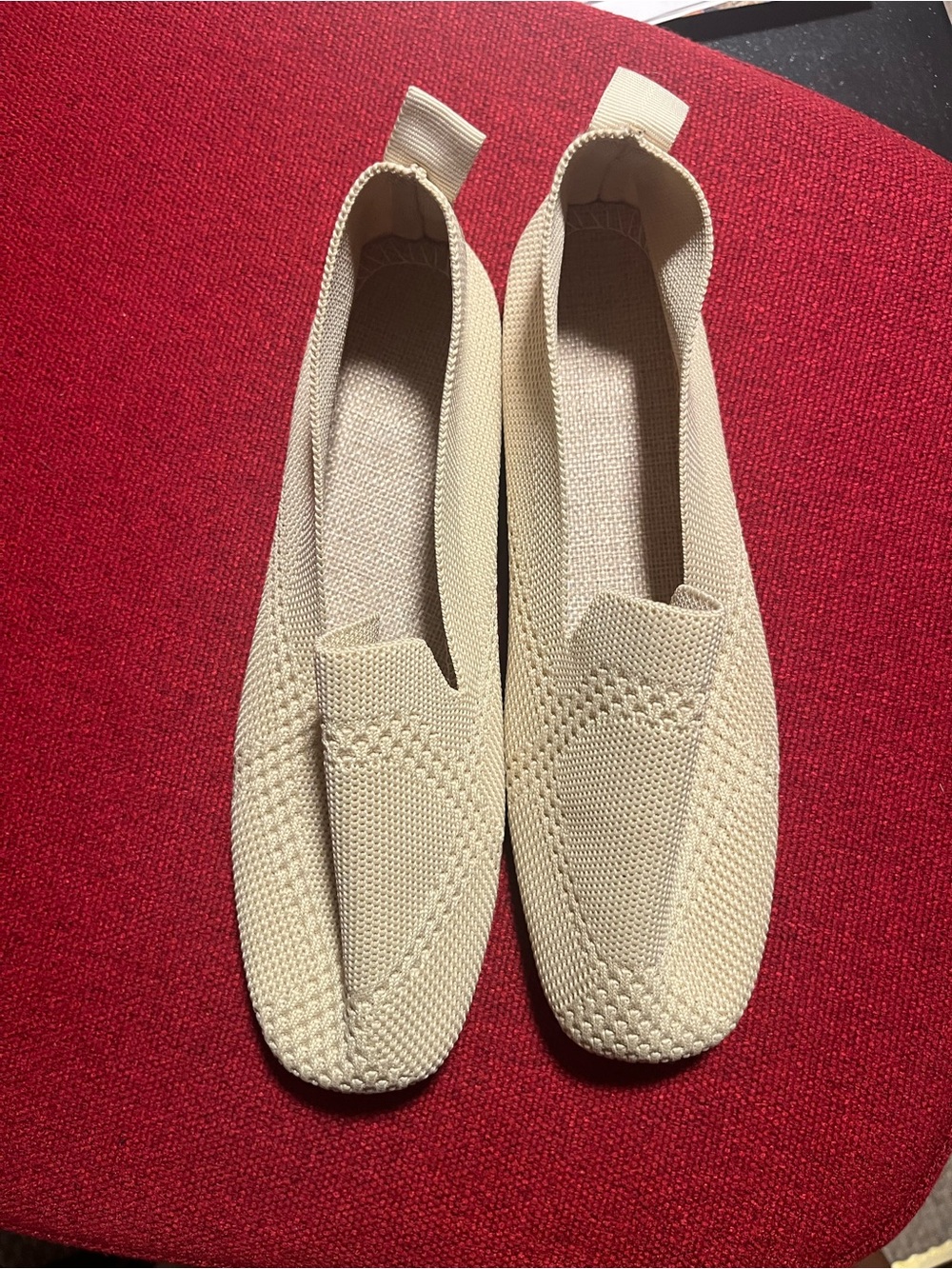 Knit Slip-On Loafers — Cream